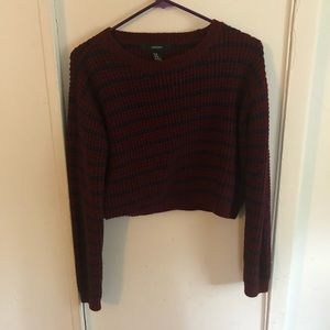 Striped Red and Navy Cropped Sweater